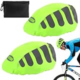 VMUTGA 2 Stück Fahrradhelm Regenüberzug, Wasserdichter Helmüberzug, Reflektierende Fahrrad...