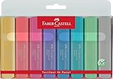 FABER-CASTELL 154681 - Textmarker Set TL 1546, 8er Etui, Pastell Farben, mit langlebiger Keilspitze,...