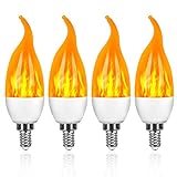 Sayapeiy 4 Stk Flamme Glühbirne LED 3W E14 Flammen Effekt Glühlampen mit 3 Beleuchtungs Modi...