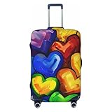 JTNWEC Reisegepäckhülle mit Regenbogenfarben, Gay-Pride-Herzen, personalisierbar, elastischer...