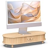 WELL WENG Bambus-Monitorständer mit Stauraum, gebogener Computer-Laptop-Ständer,...