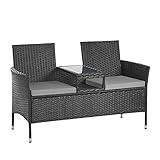 SVITA Poly Rattan Gartenbank Chicago Rattanbank Bank Tisch Sitzbank Balkon Gartenmöbel Parkbank...