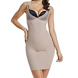 Joyshaper Damen Figurformende Miederkleid Bruststützung Unterkleid mit Träger Beige, XL