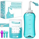 Nasendusche Set · 120x Nasenspülsalz (300g) · Messlöffel (1g) · 3 Aufsätze für Erwachsene &...