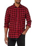 Amazon Essentials Herren Schmal Geschnittenes, Langärmliges Flanellhemd Mit Knopfleiste, Kariert,...