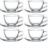 Pasabahce 97948 Basic, 6 Tassen mit 6 Untertellern, für Tee, Kaffee, Cappuccino, für 6 Personen...