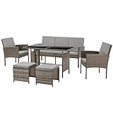 SVITA Denver Polyrattan Gartenmöbel Set Essgruppe Lounge Esstisch Braun