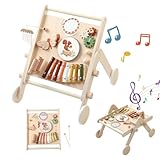 Lauflernwagen Holz Montessori Holzspielzeug Musikinstrumente für Kinder,Lauflernhilfe mit Musik und...