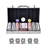 VEVOR Kunststoff Pokerchip-Set, 300-teiliges Pokerset, Komplettes Pokerspielset mit Alu-Pokerkoffer,...