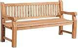 CLP Teakbank Jackson V2 I Wetterfeste Holzbank mit Rückenlehne I Stabile Gartenbank aus massivem...