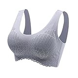 Pamqsen Damen Komfort BH Ohne Bügel Nahtloser Push Up Bralette Gepolstert Spitzen Bustier Weich...