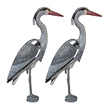 Relaxdays Reiher Gartenfigur, 2er Set, gegen Fischreiher, für Gartenteich, mit Erdspieß,...