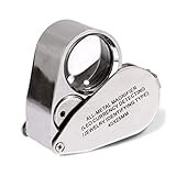 KINGMAS Juwelier lupe, 40X Vergrößerung Metall Faltlupe mit LED UV Licht Juwelierlupe für...