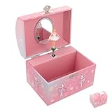 SHINEOFI Musikalische Ballerina Schmuckschatulle Rosa mit Spiegel Spieluhr Schmuckaufbewahrung für...