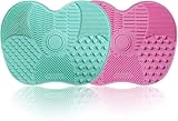 2 Packungen Make-up Pinsel Reinigungsmatte, Silikon Makeup Pinsel Reiniger, Reinigungspad und...