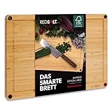 REDSALT® innovatives Bio Bambus Holz Schneidebrett rutschfest | 42x30x2,5cm groß Holzbrett...