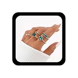 Xmsrn Vintage Grün Smaragd Knöchel Ringe Set Grün Kristall Stapeln Finger Ringe Boho Strass...