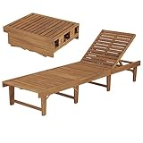 QUAHEAS Sonnenliege Klappbar Massivholz Akazie, Verstellbare Rückenlehne, Gartenliege Outdoor,...