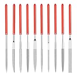 Treki 10 Stück Mini Diament Nadelfeilen Set 2x100 MM Klein Schlüsselfeile in 10 Modelle, Fein...