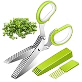 Kräuterscheren, Senbos Edelstahl Küchenschere 5 Klingen Gewürzschere Schnittlauchschere mit...