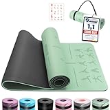 OUTDOUSE Yoga Matte, TPE Yogamatte Rutschfest Hautfreundliche Gymnastikmatte mit Ausrichtungslinien...