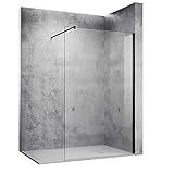 SONNI Duschwand 120 x 200 cm schwarz Walk In dusche mattschwarz style aus 10 mm Nano...
