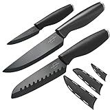 SILBERTHAL Keramikmesser Set 3 Stk - Scharfes Chefmesser 15 cm, Santokumesser 13 cm, Schälmesser...