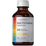 Multivitamin Komplex Tropfen | 480ml | Vegan | 20 essentielle Nährstoffe | Hochdosiert Vitamin | 30...