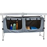 Ondis24 Campingschrank Klapptisch mit Stauraum, Faltbarer Gartentisch Alutisch Picknicktisch...