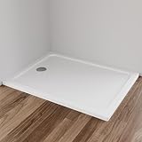 IMPTS Duschwanne 90x100x4 cm Duschtasse Komplett Set Quadrat Extra Flach Eckig Acryl Weiß Dusche...