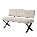 B&D home® Sitzbank Karen 140cm – gepolsterte Esszimmerbank mit Rückenlehne, X-Metallgestell...