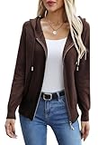 YUTILA Damen Strickjacke Lässig Casual Einfarbig Blouson Freizeit Einheitsgröße Frühlingsjacke...