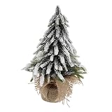 LOORGVEL Miniatur Weihnachtsbaum Tischdeko Weiß Filzbesetzt mit Schneeeffekt Kleine Dekorative...
