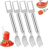 2-in-1 Wassermelonenschneider & Gabel - 4er-Pack Edelstahl Obstschneider Werkzeug für Wassermelone,...