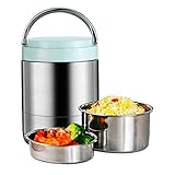 NVNVNMM Lunchbox Edelstahl-Vakuum Isolierflasche mit Griff, Lebensmittellagerung Suppe Thermos Brei...