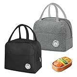 QiChan 2 Stück Kühltasche Klein 7L, Isolierte Lunchtasche mit Folienfutter, Schwarz und Grau...
