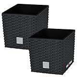 KOTARBAU® 2er Set Blumentöpfe 6,8 L Höhe: 20 cm Anthrazit Pflanzentopf aus Kunststoff Übertopf...