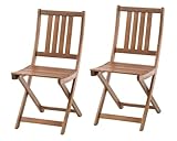 BURI 2 Balkonstühle Gartenstühle Akazienholz massiv & geölt, klappbar - Klappstühle Holzstühle...