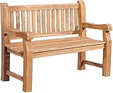 CLP Wetterfeste Gartenbank Jackson V2 aus massivem Teakholz | Holzbank mit ergonomischer Sitzfläche...