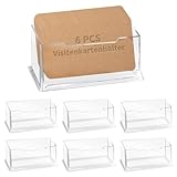 Alethron Visitenkartenhalter, 6 Stück Visitenkartenständer Acryl Business Card Holder...
