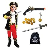 Ecloud Shop Piraten-Kostüm-Set, mit Piratenhut, Augenklappe, Zubehör, Kinder Piraten Kostüm,...