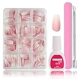 Falsche Nägel Tips Set - 240 Stück Französisch Falsche Nägel Zum Aufkleben - Weiß Rosa Gradient...
