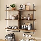 Bestier 105.5 cm 3-stufiges schwebendes Rohrregal, industrielles wandmontiertes Leiterregal mit...