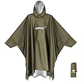 ANYOO Leichter Wasserdichter Regenponcho Regenjacken mit Ärmeln Belüftet Mehrzweck Regenmantel mit...