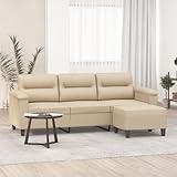 MOBCANT 3-Sitzer-Sofa mit Hocker Creme 180 cm Mikrofasergewebe Sofabezug Couchgarnitur Modulares...