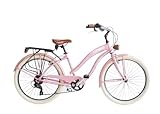 Airbici Fahrrad Beachcruiser Damen 26' Rosa | City-Bike | BeachCruiser Bike 26 Zoll 6-Gang,...