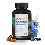Lebepur Bio Schwarzkümmelöl Kapseln - 60 hochdosierte Kapseln mit 1500 mg Schwarzkümmelöl pro...