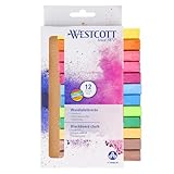 Westcott Kreide 12 Stück Bunt | 12er Pack Tafelkreide mit 1,2cm ⌀ in leuchtenden Farben |...