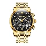 PINDOWS Luxusuhren für Herren, Quarz-Chronograph mit Datum, großes Zifferblatt, wasserdichte...