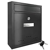 TÄGA 2218 Design Metall Briefkasten schwarz I DIN A4 Einwurfformat I mit Namensschild, Sichtfenster...